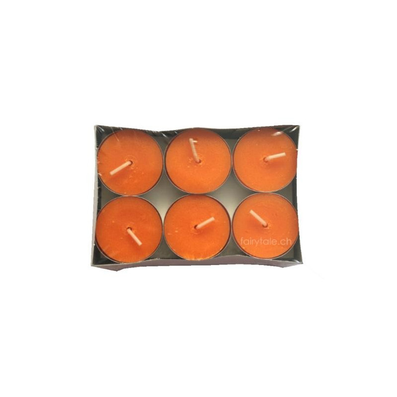 Rechaudkerzen orange, 12-er Set