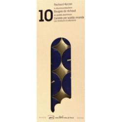 Rechaudkerzen blau, 10-er Set