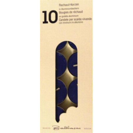 Rechaudkerzen blau, 10-er Set