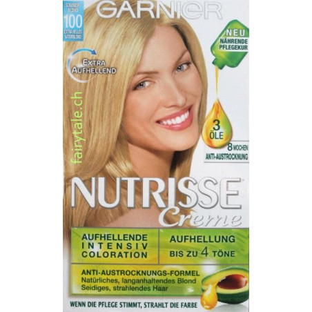 Garnier Nutrisse Creme (Intensiv Coloration), Extra helles Naturblond, Nr. 100