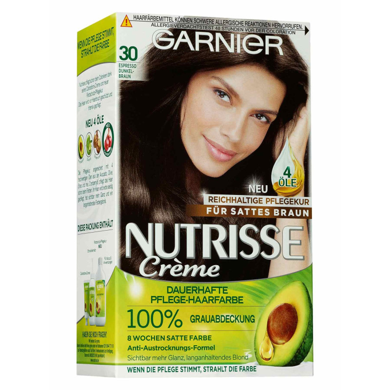 Garnier Nutrisse Creme (Intensiv Coloration), Dunkelbraun (Espresso), Nr. 30