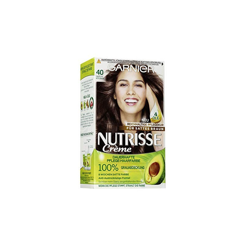 Garnier Nutrisse Creme (Intensiv Coloration), Mittelbraun (Schokolade), Nr. 40