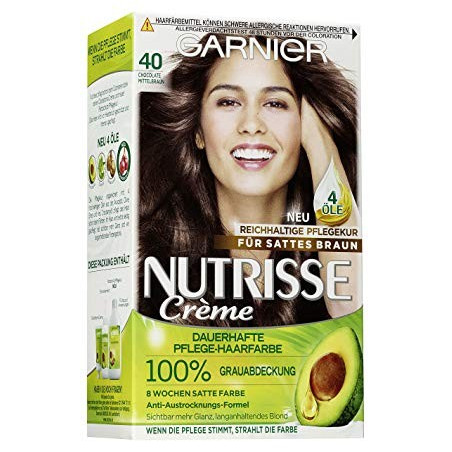 Garnier Nutrisse Creme (Intensiv Coloration), Mittelbraun (Schokolade), Nr. 40